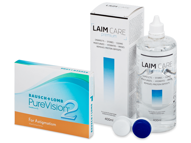 PureVision 2 for Astigmatism (3 Lentillas) + Laim Care 400 ml - Pack ahorro