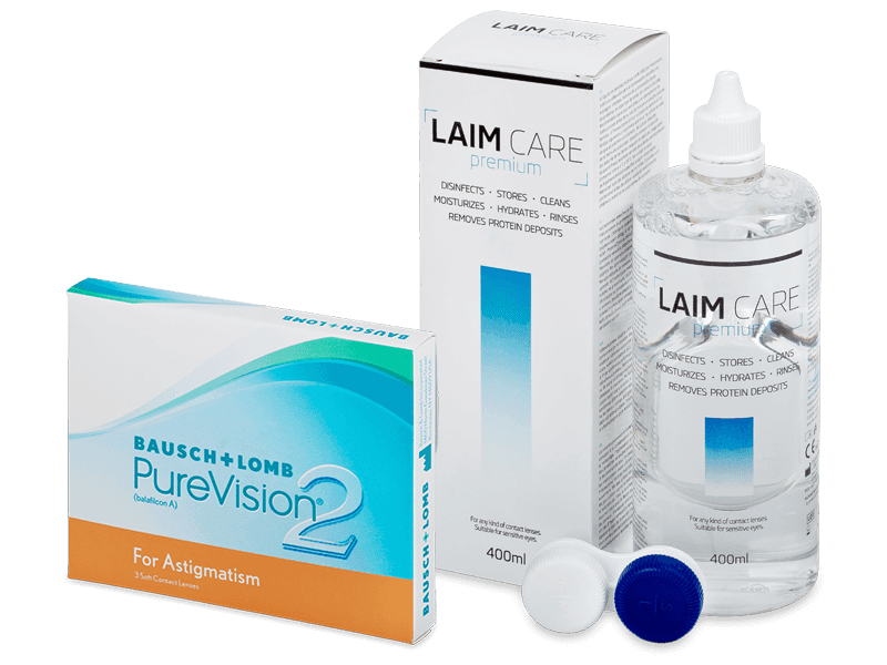 PureVision 2 for Astigmatism (3 Lentillas) + Laim Care 400 ml - Pack ahorro