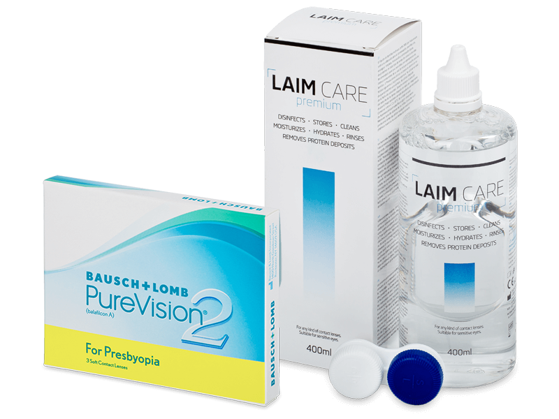 PureVision 2 for Presbyopia (3 Lentillas) + Laim Care 400 ml - Pack ahorro
