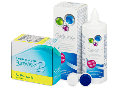 PureVision 2 for Presbyopia (6 Lentillas) + líquido Gelone 360 ml - Pack ahorro