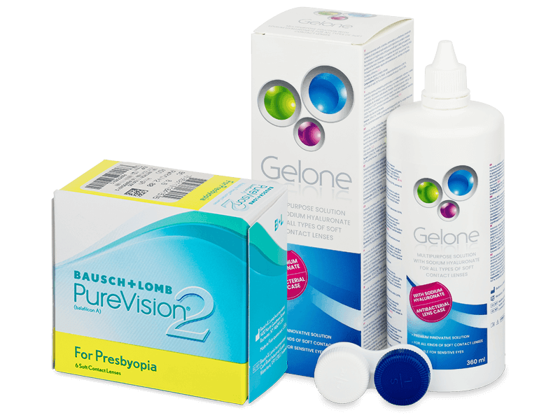 PureVision 2 for Presbyopia (6 Lentillas) + líquido Gelone 360 ml - Pack ahorro