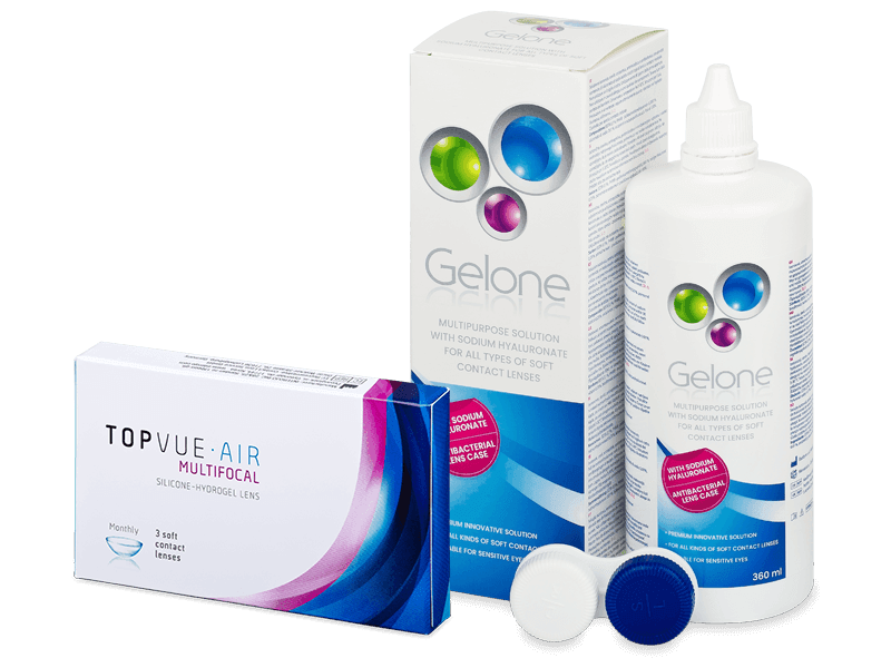 TopVue Air Multifocal (3 lentillas) + líquido Gelone 360 ml - Pack ahorro