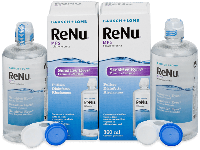 Líquido ReNu MPS Sensitive Eyes 2 x 360 ml - Pack ahorro - solución doble