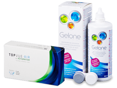 TopVue Air for Astigmatism (6 lentillas) + líquido Gelone 360 ml - Diseño antiguo