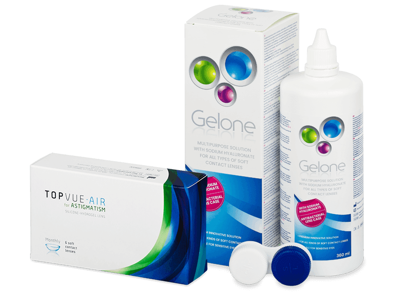 TopVue Air for Astigmatism (6 lentillas) + líquido Gelone 360 ml - Pack ahorro
