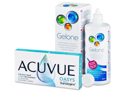 Acuvue Oasys with Transitions (6 lentillas) + líquido Gelone 360 ml