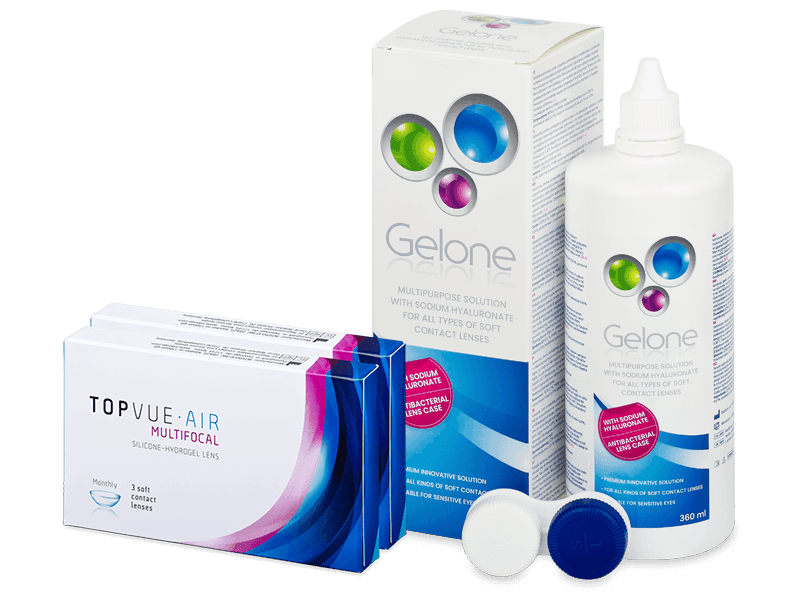 TopVue Air Multifocal (6 lentillas) + líquido Gelone 360 ml - Pack ahorro