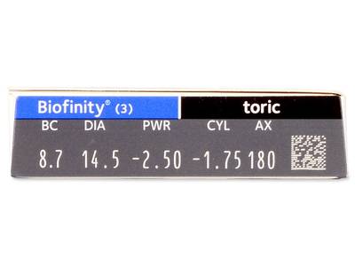 Biofinity Toric (3 Lentillas) - Previsualización de atributos