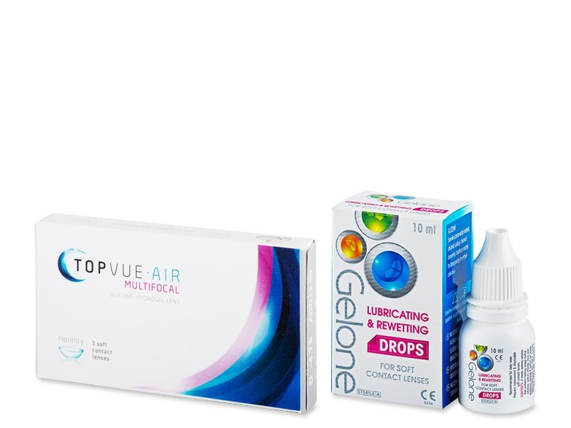 TopVue Air Multifocal (3 Lentillas) + Gotas Gelone 10 ml - Previsualización del blister