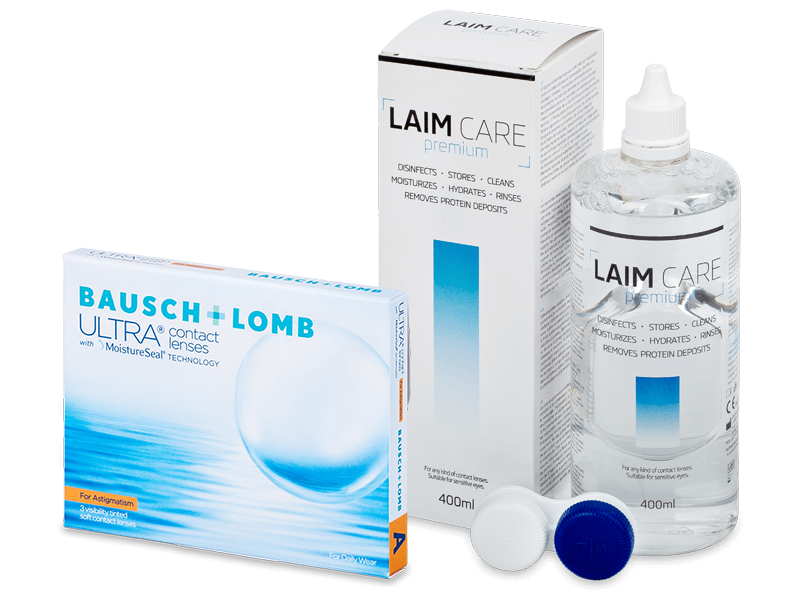 Bausch + Lomb ULTRA for Astigmatism (3 lentillas) + Laim-Care 400 ml - Pack ahorro