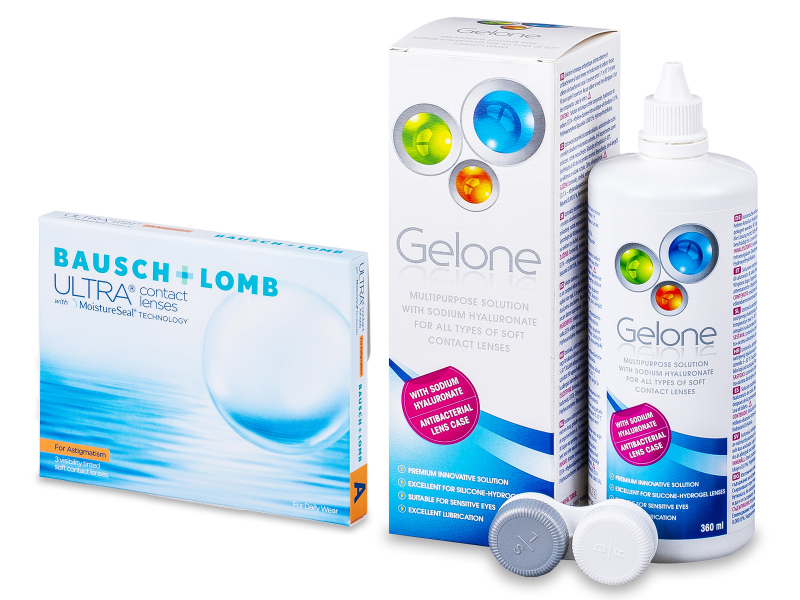 Bausch + Lomb ULTRA for Astigmatism	(3 lentillas) + Gelone 360 ml - Pack ahorro