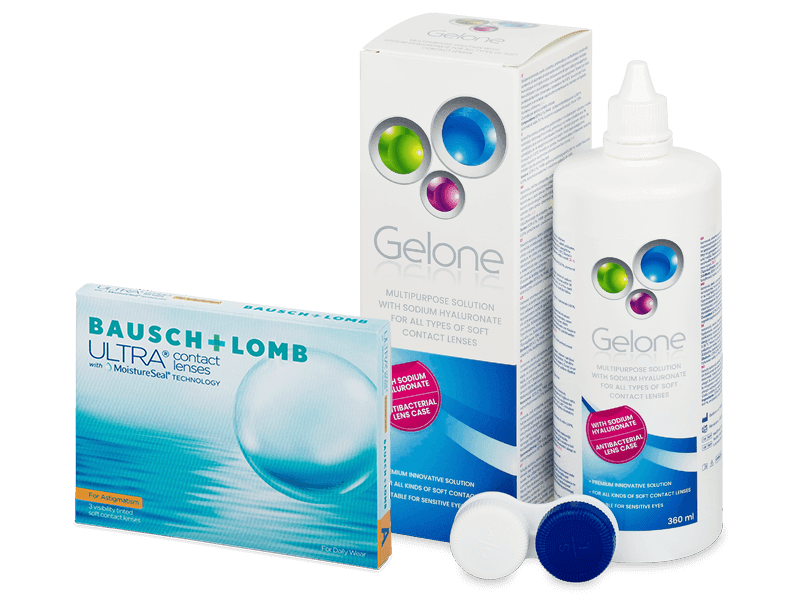 Bausch + Lomb ULTRA for Astigmatism (3 lentillas) + líquido Gelone 360 ml - Pack ahorro