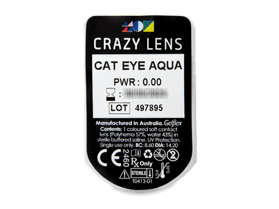 CRAZY LENS - Cat Eye Aqua - Diarias sin graduación (2 Lentillas) - Previsualización del blister