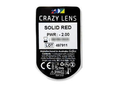 CRAZY LENS - Solid Red - Diarias Graduadas (2 Lentillas) - Previsualización del blister