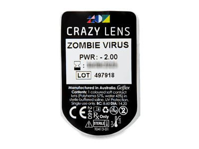 CRAZY LENS - Zombie Virus - Diarias Graduadas (2 Lentillas) - Previsualización del blister