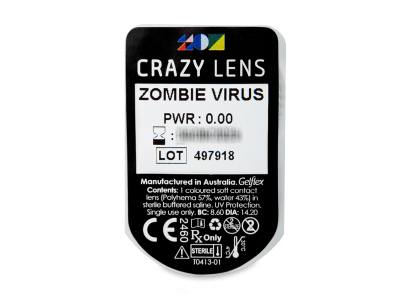 CRAZY LENS - Zombie Virus - Diarias sin graduación (2 Lentillas) - Previsualización del blister