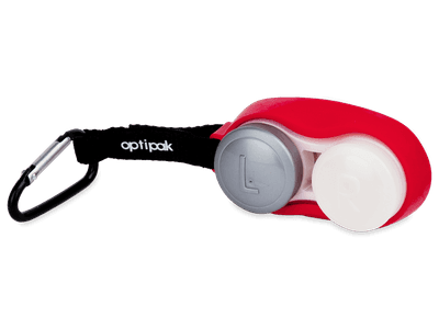 Estuche para lentillas rojo con clip 