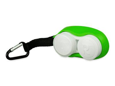 Estuche para lentillas verde con clip 