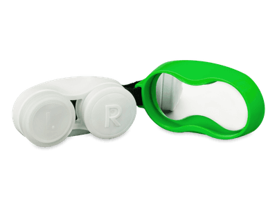 Estuche para lentillas verde con clip 