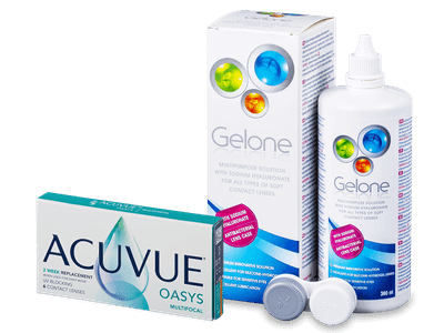 Acuvue Oasys Multifocal (6 Lentillas) + líquido Gelone 360 ml - Diseño antiguo