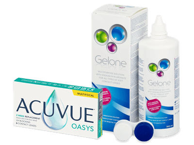 Acuvue Oasys Multifocal (6 Lentillas) + líquido Gelone 360 ml - Pack ahorro