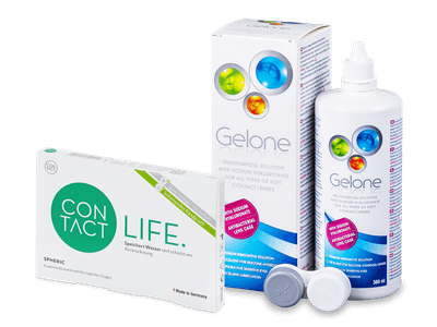 Contact Life spheric (6 Lentilas) + líquido Gelone 360 ml - Diseño antiguo