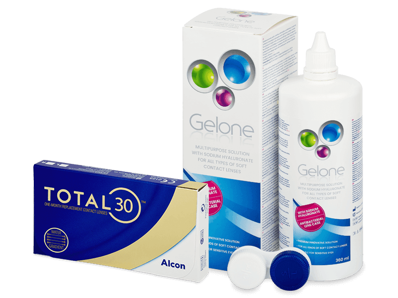 TOTAL30 (3 Lentillas) + líquido Gelone 360 ml - Pack ahorro