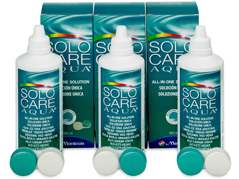 Líquido SoloCare Aqua 3 x 360 ml - Pack ahorro - solución triple