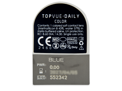 TopVue Daily Color - Blue - Diarias sin graduación (2 Lentillas) - Previsualización del blister