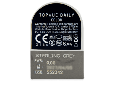 TopVue Daily Color - Sterling Grey - Diarias sin graduación (2 Lentillas) - Previsualización del blister