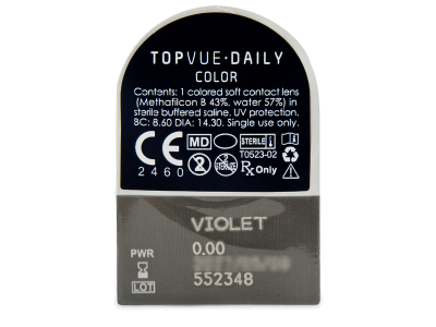 TopVue Daily Color - Violet - Diarias sin graduación (2 Lentillas) - Previsualización del blister