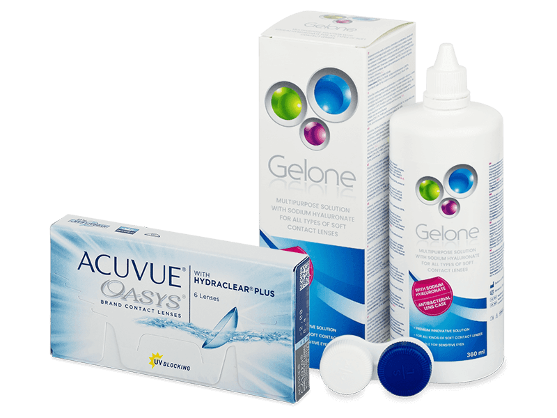 Acuvue Oasys (6 lentillas) + líquido Gelone 360 ml - Pack ahorro