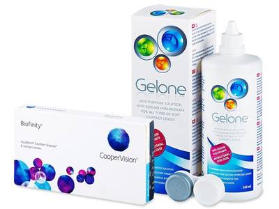 Biofinity (6 lentillas) + líquido Gelone 360 ml - Diseño antiguo