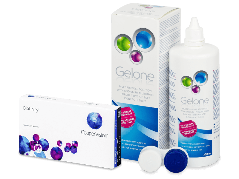 Biofinity (6 lentillas) + líquido Gelone 360 ml - Pack ahorro