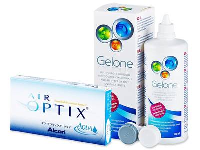 Air Optix Aqua (6 lentillas) + Líquido Gelone 360 ml - Diseño antiguo