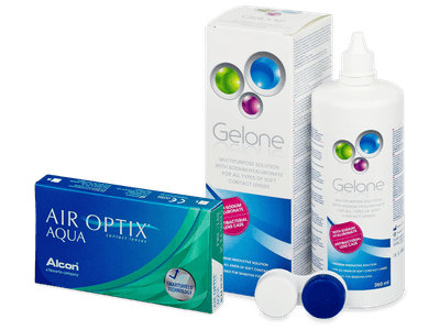 Air Optix Aqua (6 lentillas) + líquido Gelone 360 ml - Diseño antiguo