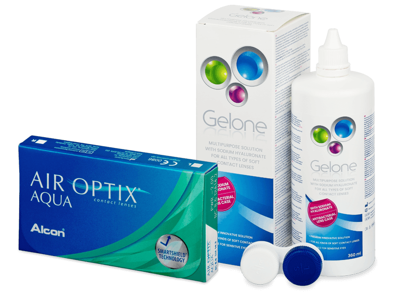 Air Optix Aqua (6 lentillas) + líquido Gelone 360 ml - Pack ahorro