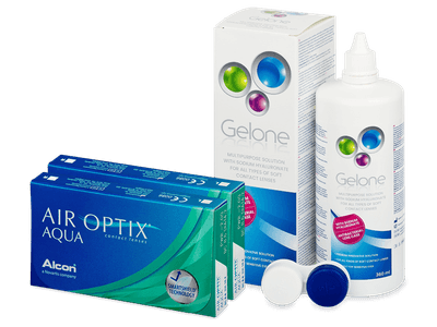 Air Optix Aqua (2x3 Lentillas) + líquido Gelone 360 ml - Pack ahorro