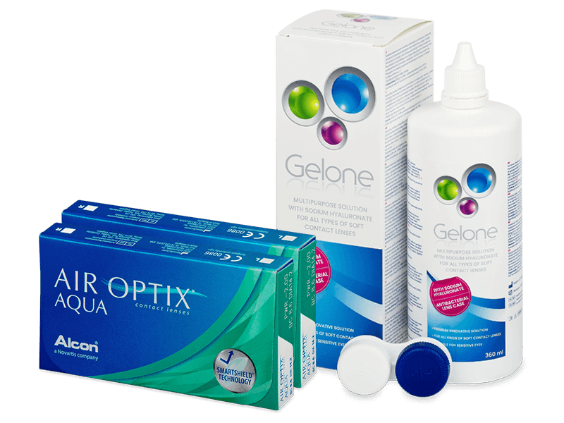 Air Optix Aqua (2x3 Lentillas) + líquido Gelone 360 ml - Pack ahorro